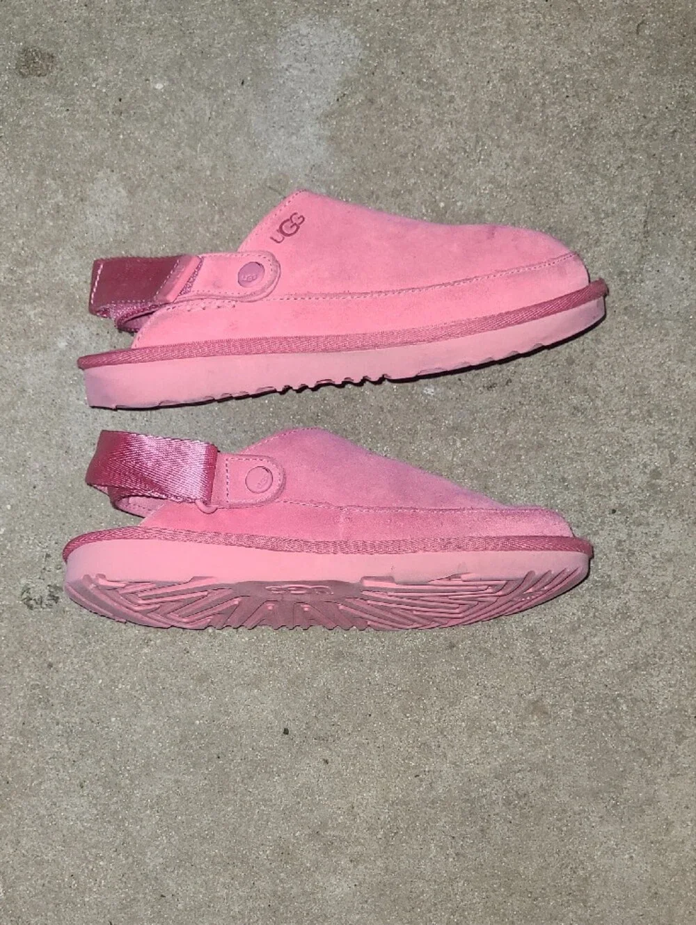 UGG Kids Pink Suede Slingback Clogs with Adjustable Strap Size 3
